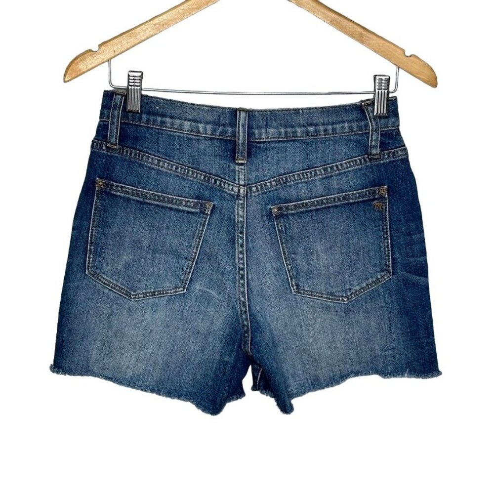 Madewell High Rise Jean Shorts Womens Size 25 Blue Denim Stretch Raw Hem - Picture 3 of 10